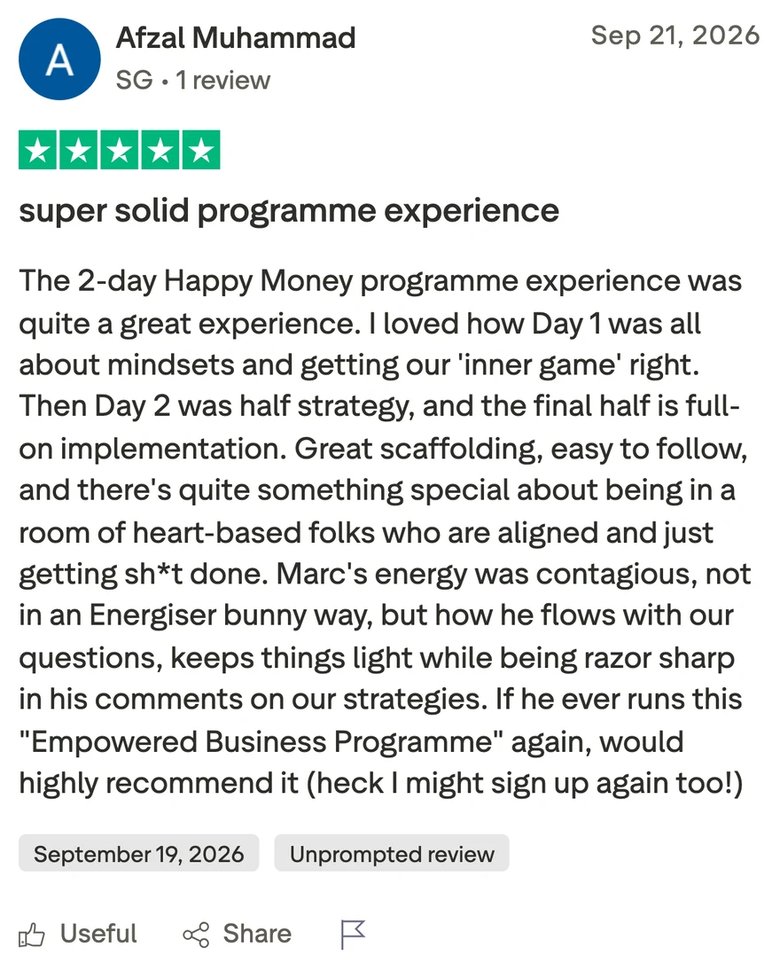 Trustpilot review from Afzal