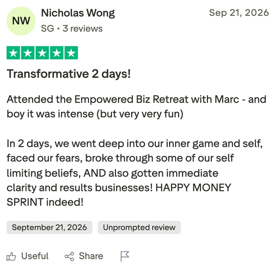 Trustpilot review from Nicholas