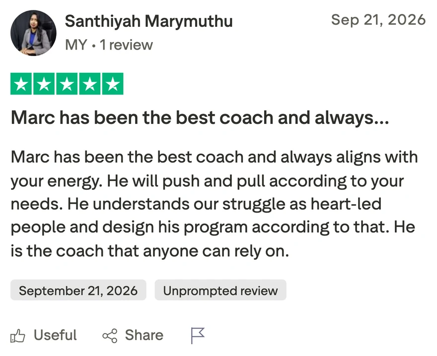 Trustpilot review from Santhiyah