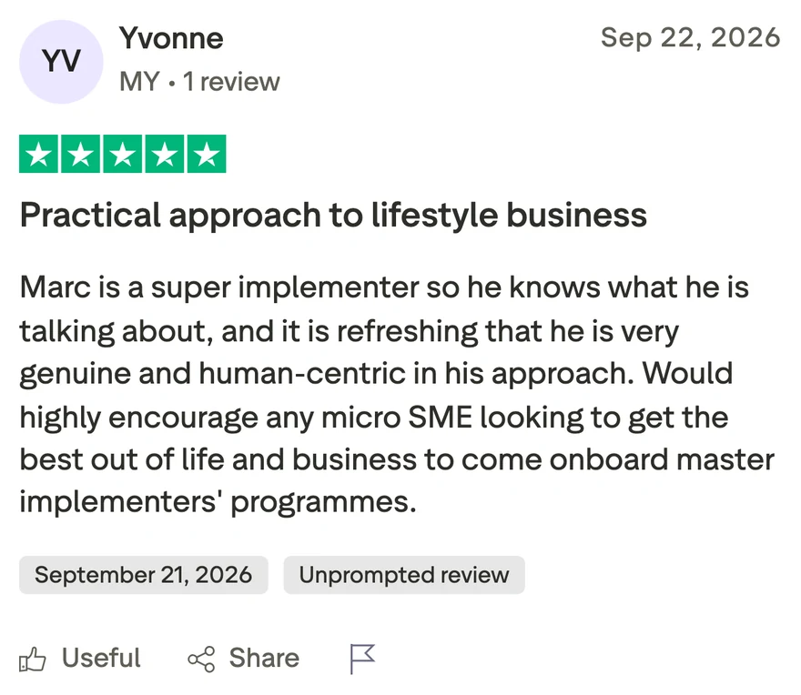 Trustpilot review from Yvonne